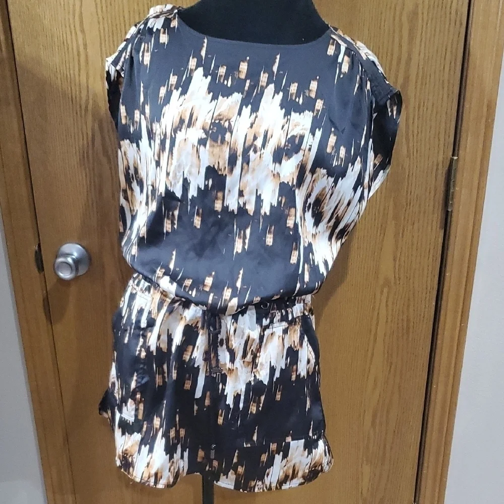 derek lam for design nation dress Black and Tan Graphic Mini Size:2XL/3XL 52' asymmetric dress Padme Amidala Cosplay Dress Shirt dress
